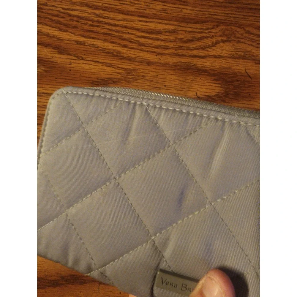 Vera Bradley Zip Around Quilted Gray Wallet Wristlet RFID Blocking